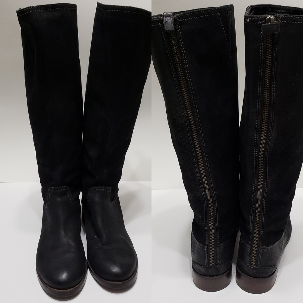 Halogen Tall Black  Leather Boots Extended Calf 5